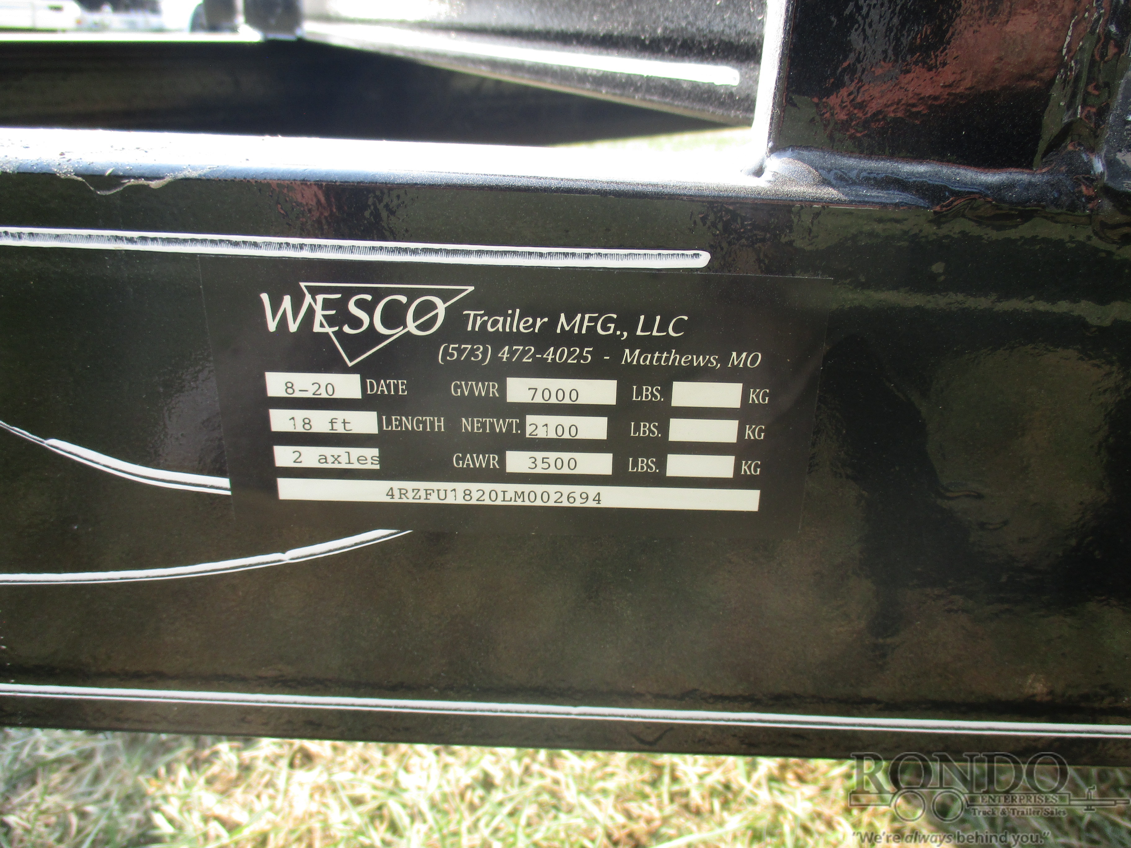 2020 Wesco 82x18' Car Hauler :: Rondo Trailer