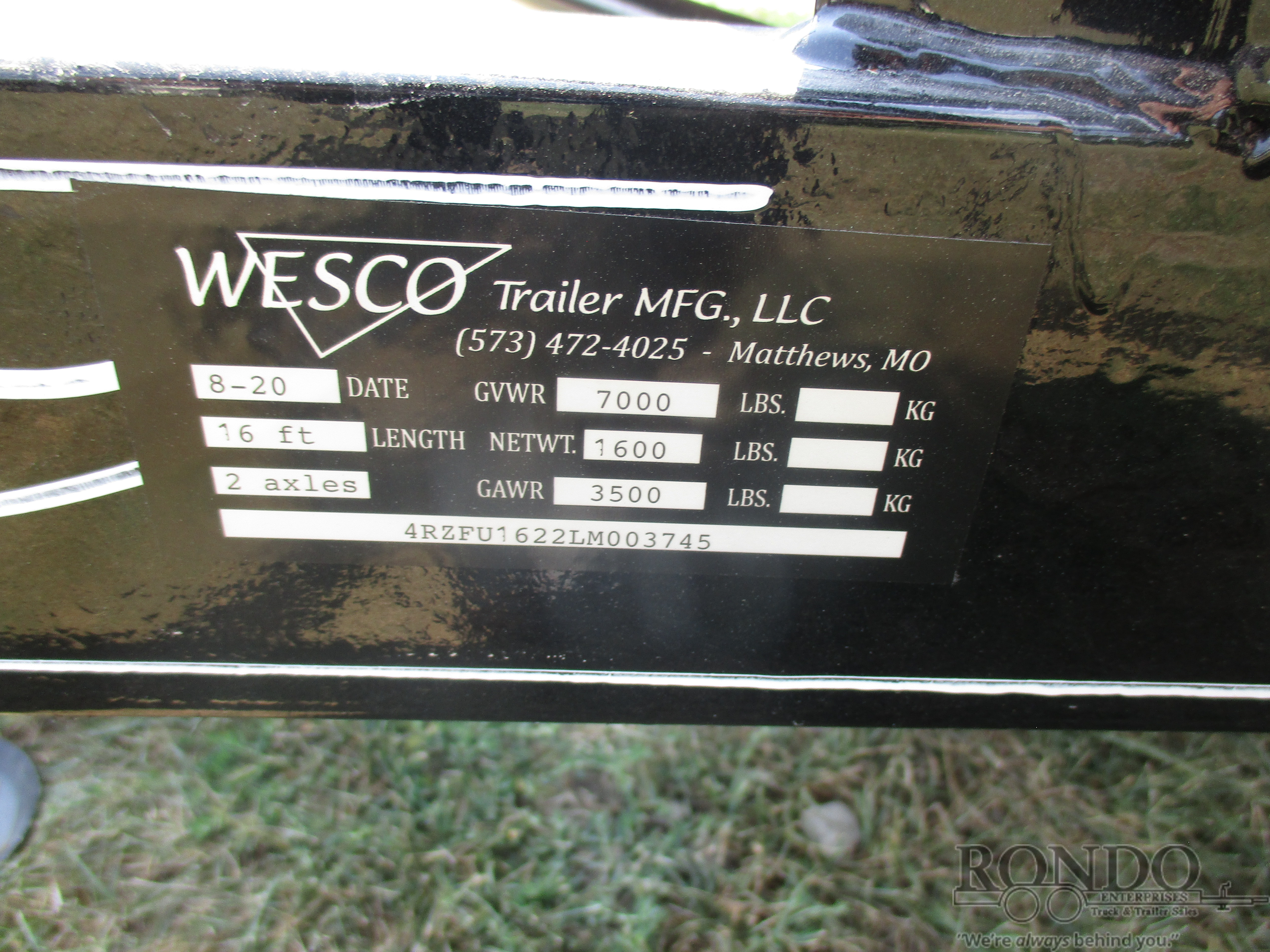 2020 Wesco 76x16' Utility :: Rondo Trailer