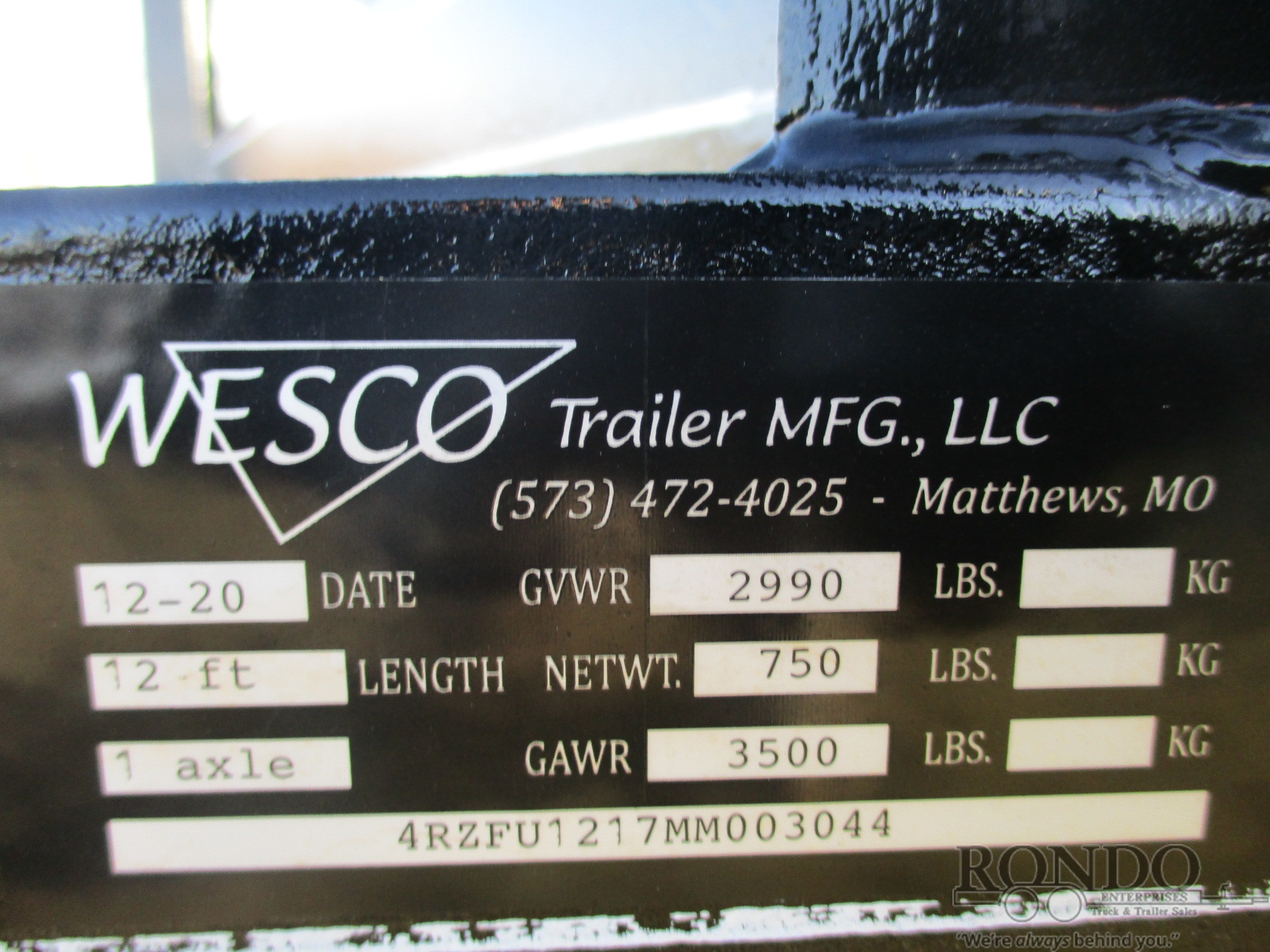 2021 Wesco 76x12' Single Axle Utility :: Rondo Trailer
